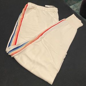 Spiritual gangster track pants w/rainbow stripe